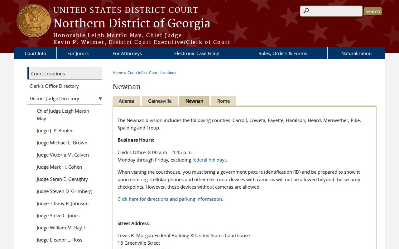 Carroll County federal case lookup at Newnan Division