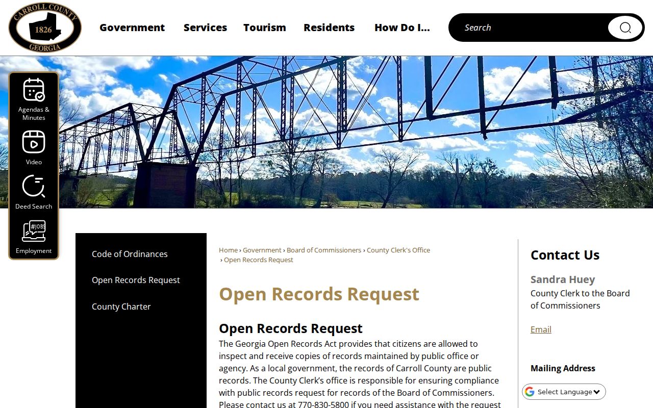 Carroll County court record request and Open Records channels