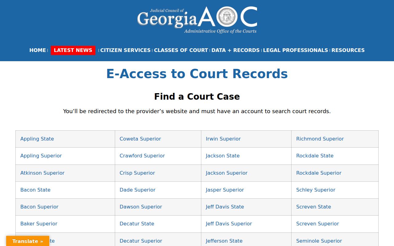 Carroll County court record search through Georgia E-Access
