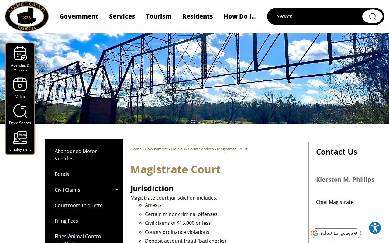 Carroll County Magistrate Court warrant and preliminary matter information