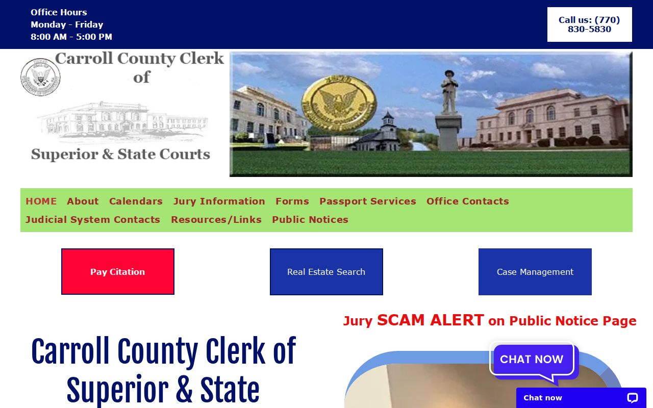 Carroll County Clerk official website with court record links