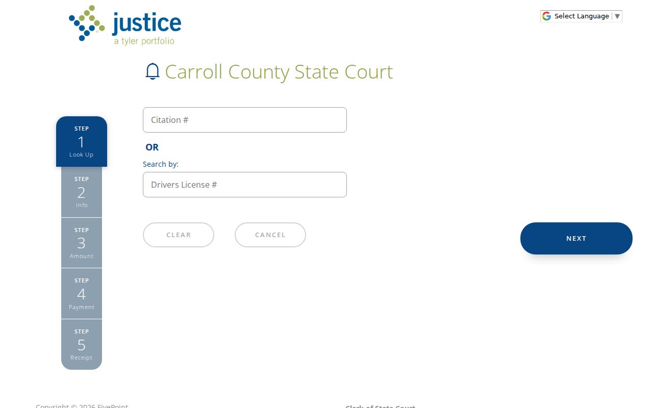 Carroll County traffic ticket FivePoint lookup