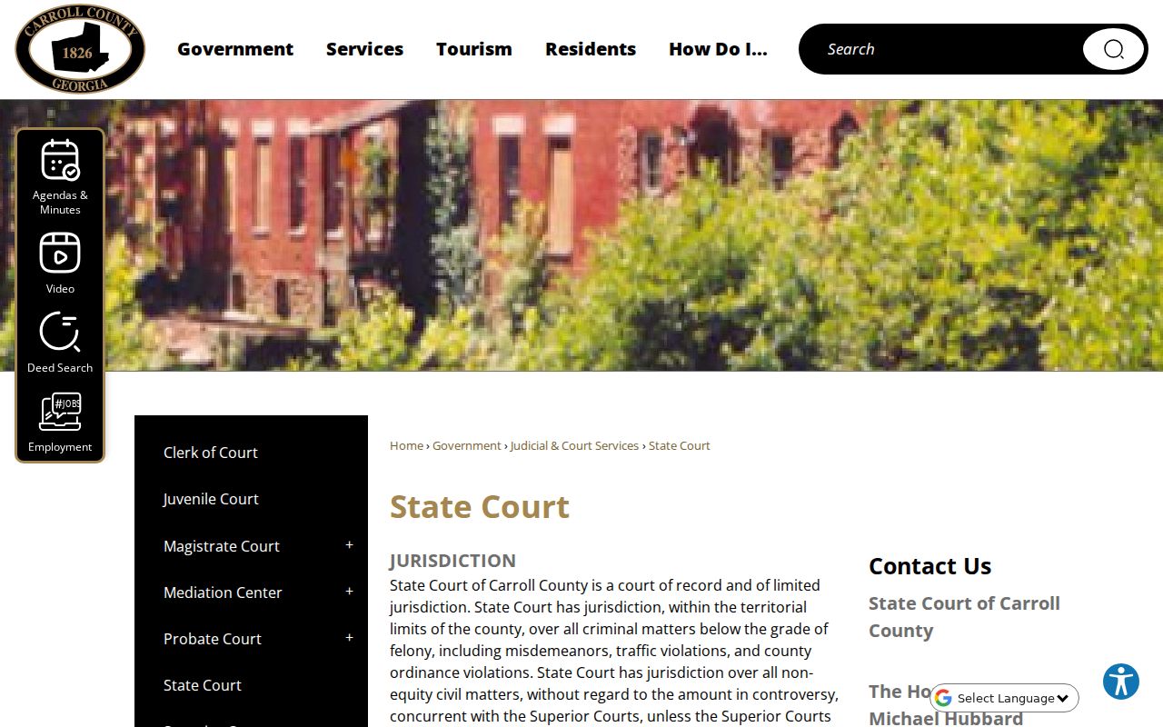 Carroll County traffic court records State Court page